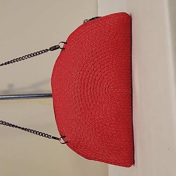 Eric Javits Red Straw Beaded Shoulder Bag - Picture 4 of 11